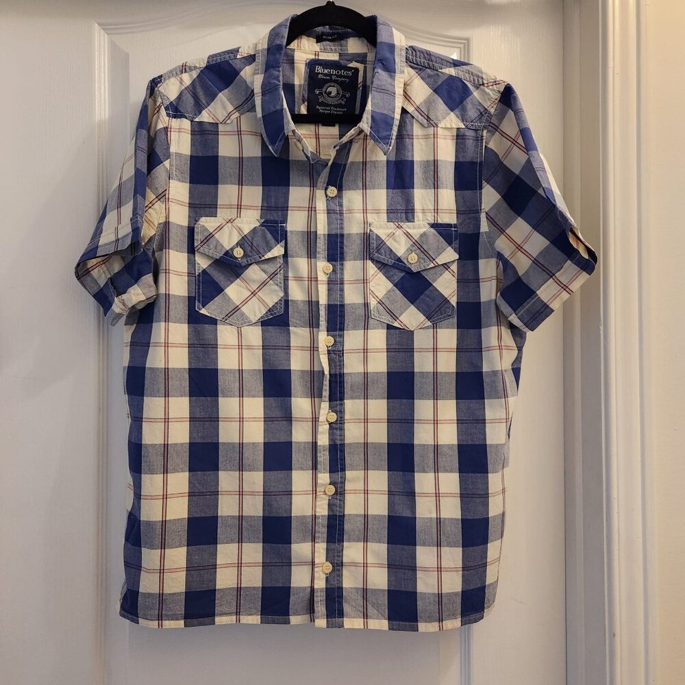 Bluenotes 100% CottonSlim Fit Men's Shirt White Stitch Pockets Button Down XL